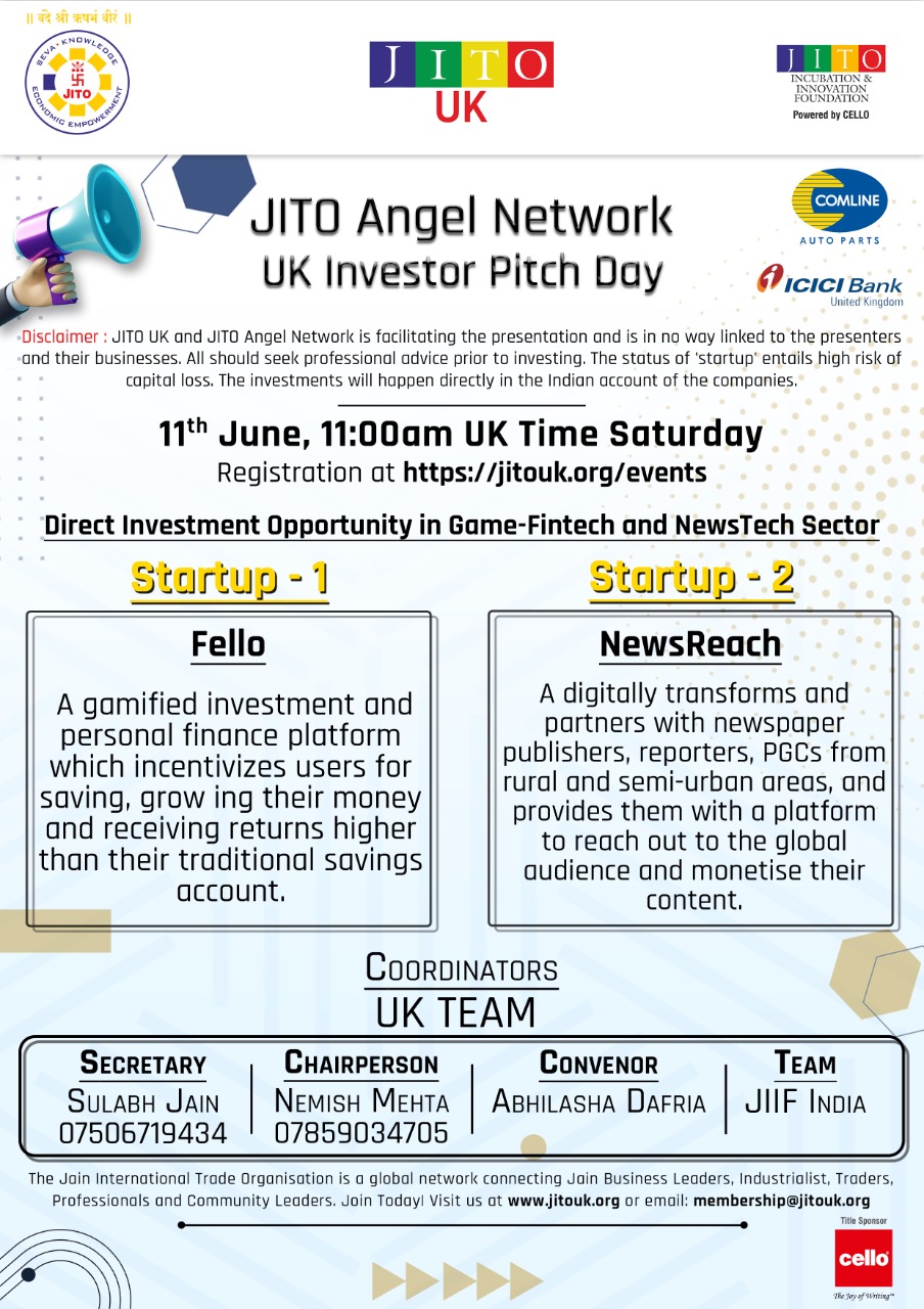 JITO Angel Network - UK Investor Pitch Day